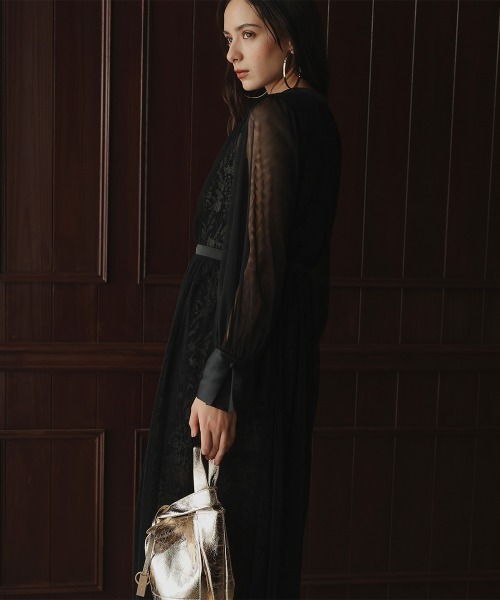 「Callarus」 長袖ワンピース L ブラック レディース_画像2