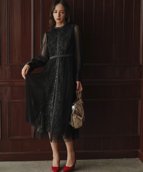 「Callarus」 長袖ワンピース L ブラック レディース_画像4