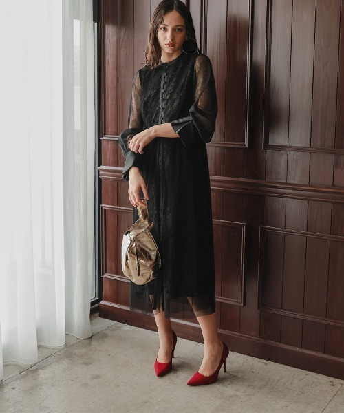 「Callarus」 長袖ワンピース L ブラック レディース_画像8