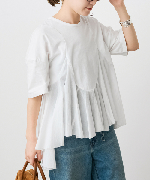 AAYUSHI アユーシ ペプラムラッフルTシャツ ピンク ペプラムラッフルTシャツ SGN0921 | AAYUSHI (Women)/アユーシ