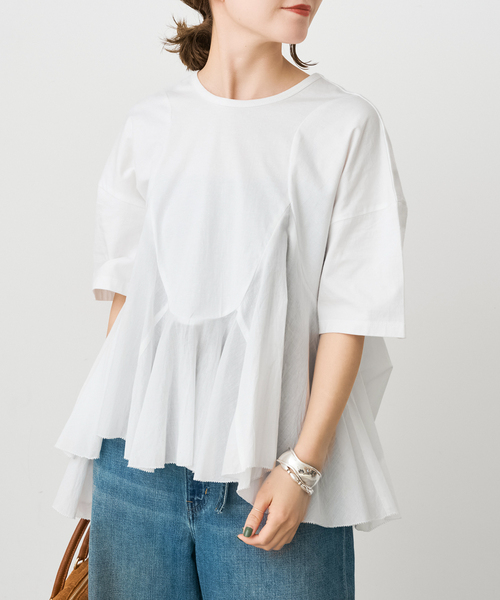 ⭐︎新品タグ付き⭐︎￼AAYUSHI アユーシ ぺプラムワッフルTシャツ Spick＆Span（スピック アンド スパン） tシャツ AAYUSHI / アユーシ