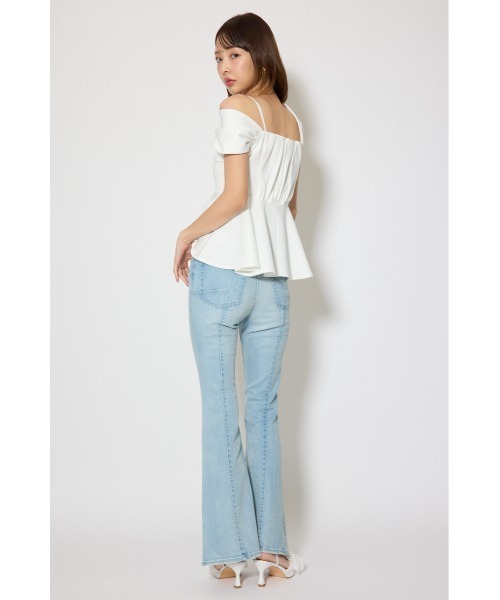 rienda バイカラーペプラムノースリTOP rienda（リエンダ） tシャツ ワンショルペプラムカットトップス 春服