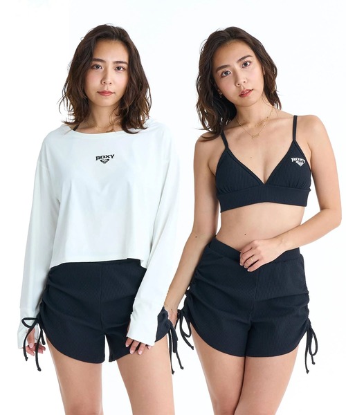 いわし様　新品 ロキシー Roxy タンキニ ビキニ シャーリングブラック L ROXY（ロキシー） 水着 水着 3点セット ビキニ 長袖ラッシュガード