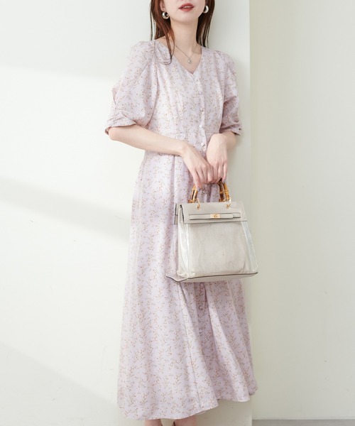 「natural couture」 半袖ワンピース FREE ネイビー レディース_画像6