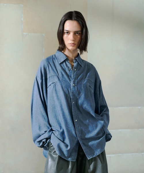 soerte シャツ Sheer Denim Western Shirt / シアーデニムウエスタン