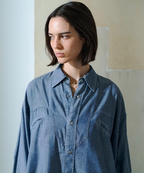 soerte シャツ Sheer Denim Western Shirt / シアーデニムウエスタン