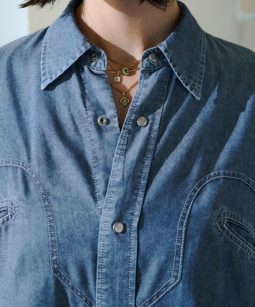 soerte シャツ Sheer Denim Western Shirt / シアーデニムウエスタン