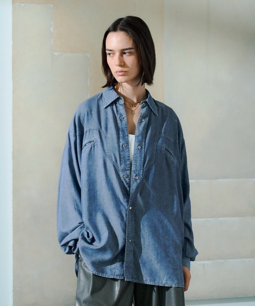 soerte シャツ Sheer Denim Western Shirt / シアーデニムウエスタン