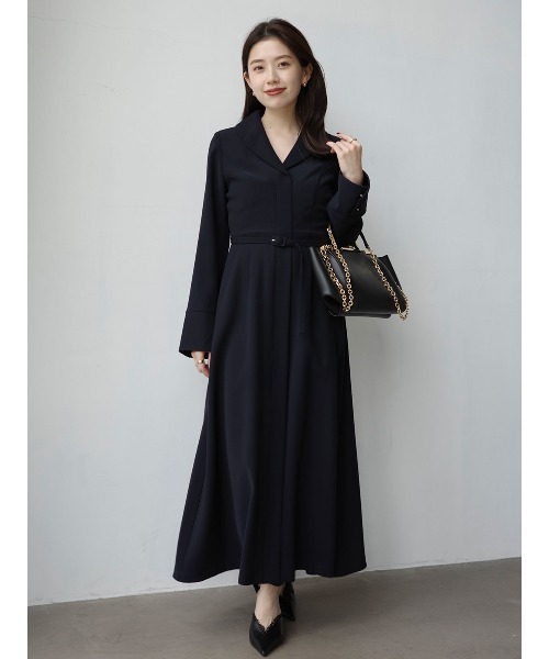 「anuans」 長袖ワンピース M ネイビー レディース