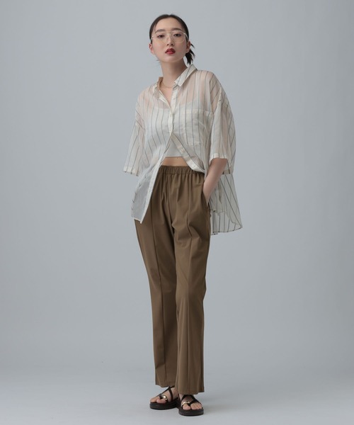 パンツ ストレッチスリットパンツ　646559 レディースの画像