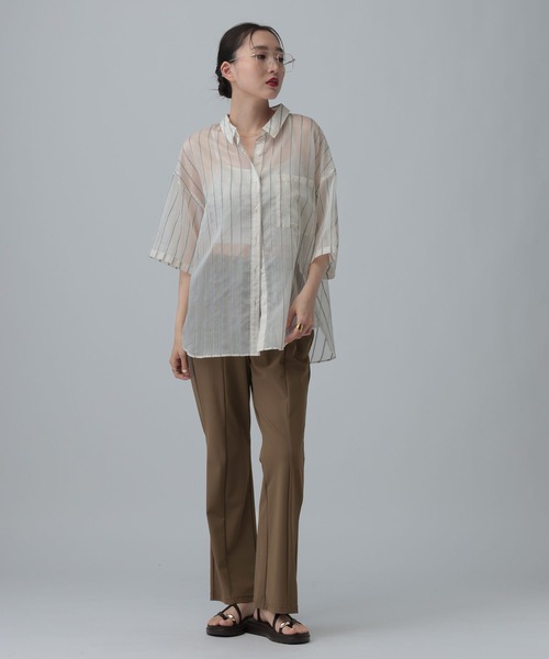 パンツ ストレッチスリットパンツ　646559 レディースの画像