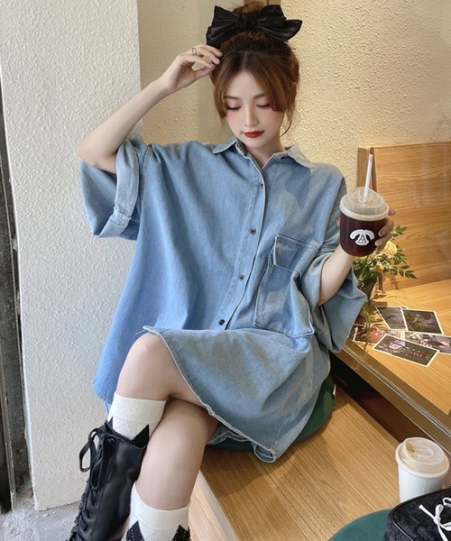 「meJane」 半袖シャツ FREE ブルー レディース_画像4