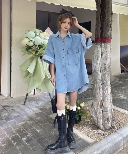 「meJane」 半袖シャツ FREE ブルー レディース_画像6