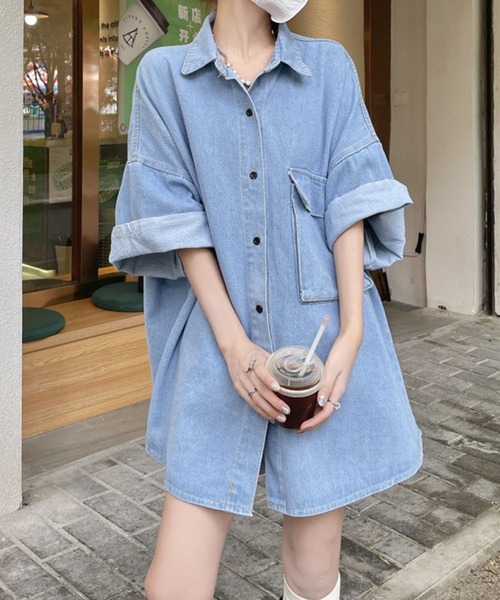 「meJane」 半袖シャツ FREE ブルー レディース_画像8