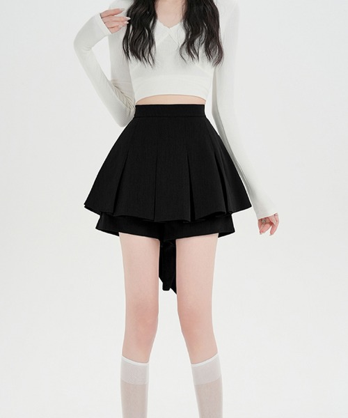 2ly2 スカート バックリボン プリーツスカート風ショートパンツ