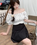 tシャツ 半袖 ドット柄オフショルトップス 2...の詳細画像4