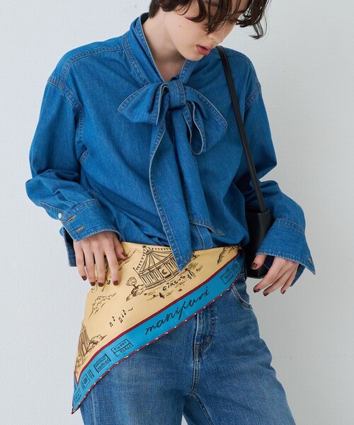 週末セール❗️manipuri マニプリ バンダナ スカーフ ブルー系 manipuri（マニプリ） スカーフ バンダナ 「manipuri/マニプリ」88×88