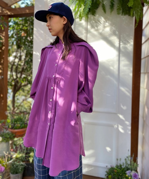 ブラウス シャツ タックデザインロングシャツブラウス レディース
