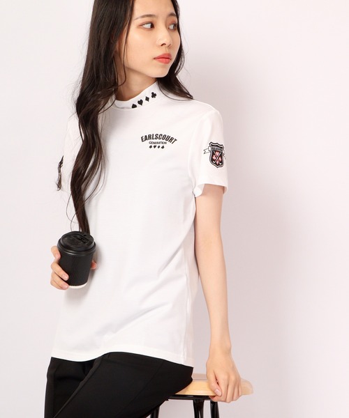 tシャツ GENERATION LINE ワッペン半袖モックネック レディース FUNALIVE tシャツ GENERATION LINE ワッペン半袖モックネック