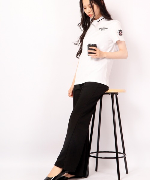 tシャツ GENERATION LINE ワッペン半袖モックネック レディース FUNALIVE tシャツ GENERATION LINE ワッペン半袖モックネック