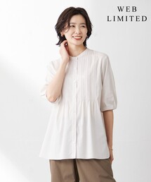 ブラウス シャツ 「WEB限定・洗える」ラミーポプリン ピンタック