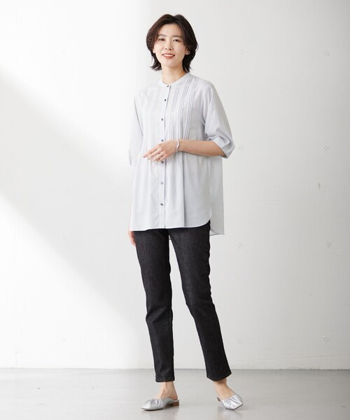 ブラウス シャツ 「WEB限定・洗える」ラミーポプリン ピンタック