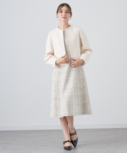新品　アナイ　ANAYI ライトダブルクロス　ノーカラージャケット ANAYI ジャケット ノーカラージャケット ライトダブルクロスノー