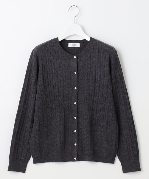 カーディガン 「洗える」KNIT BASIC クルーネック レディース