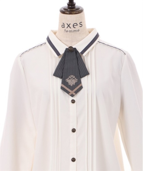 axes femme（アクシーズ ファム） シャツ ブラウス ライン使いタイ付