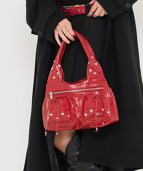 tina jojun ハートスタッズバッグ グレー TINA：JOJUN ハンドバッグ ハートスタッズ バッグ : ZOZOTOWN