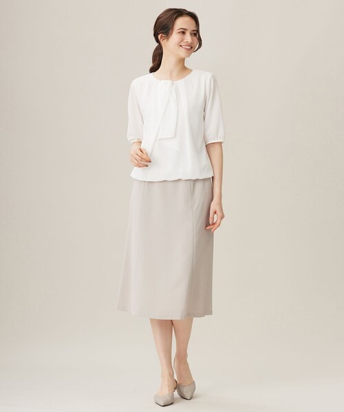 ブラウス シャツ 「洗える」ロイヤルシフォンドレープタイ半袖 ブラウス レディース 自由区 ブラウス シャツ 「洗える」ロイヤルシフォンドレープ