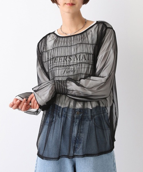 ブラウス シャツ 2WAY LAYERED TAPE RIBBON TULLE TUNIC/2WAYレイヤードテープリボンチュールチュニック レディー LEPSIM ブラウス シャツ 2WAYチュールシャーリング 109015
