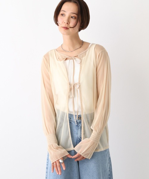 ブラウス シャツ 2WAY LAYERED TAPE RIBBON TULLE TUNIC/2WAYレイヤードテープリボンチュールチュニック レディー LEPSIM ブラウス シャツ 2WAYチュールシャーリング 109015