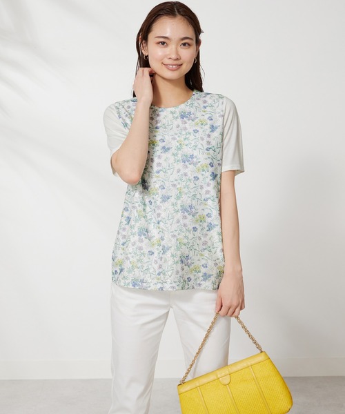 新品　花柄レースプリント アンサンブル✨ 花柄レースプリント素敵✨レース豪華✨ BELLUNA PLUS（ベルーナプラス） アンサンブル 上品レース花柄プリント