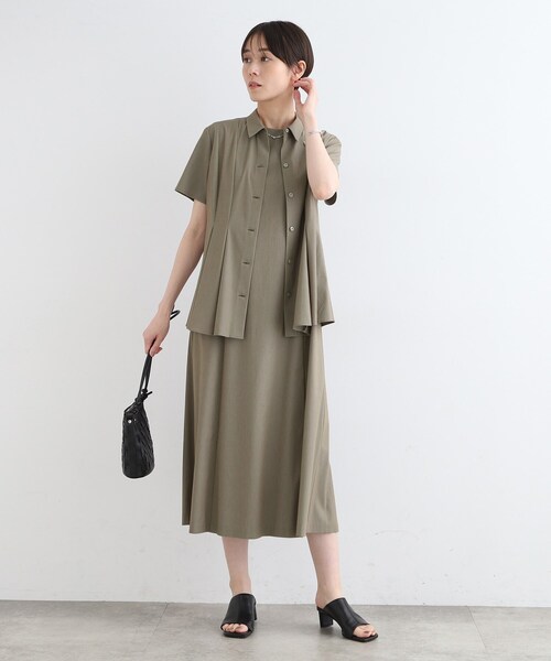 INDIVI【洗える】麻調スタイルアップワンピース 楽天市場】【洗える／UVケア／SETUP可能】麻調スタイルアップ