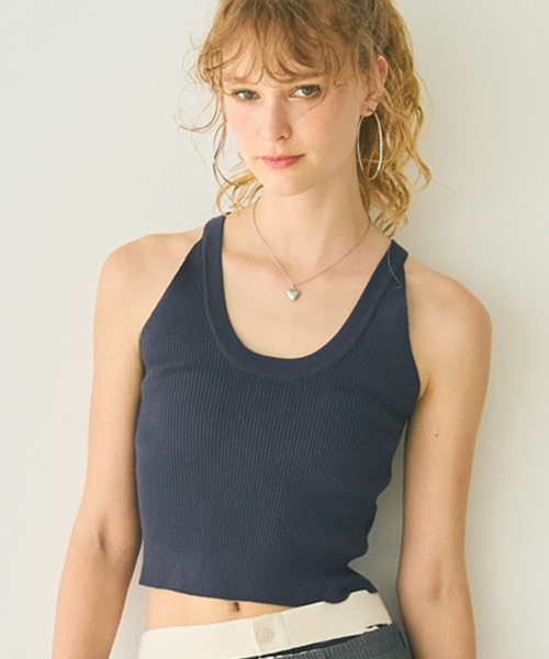 リブニットタンクトップ（DEEP NAVY） リブニットタンクトップ（DEEP NAVY） - PINUE