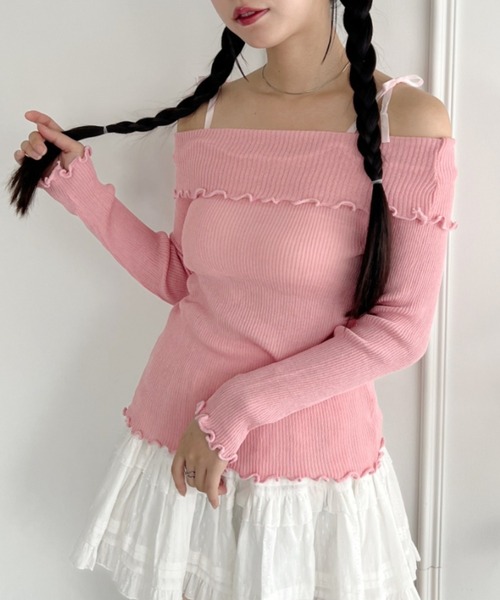 Loueme tシャツ リボンオフショルダートップス レディース : ZOZOTOWN