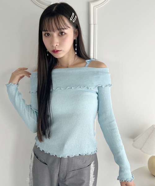 Loueme tシャツ リボンオフショルダートップス レディース : ZOZOTOWN