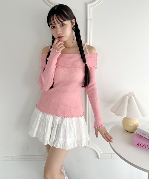 オフショルダー リボン付き トップス Loueme tシャツ リボンオフショルダートップス レディース : ZOZOTOWN