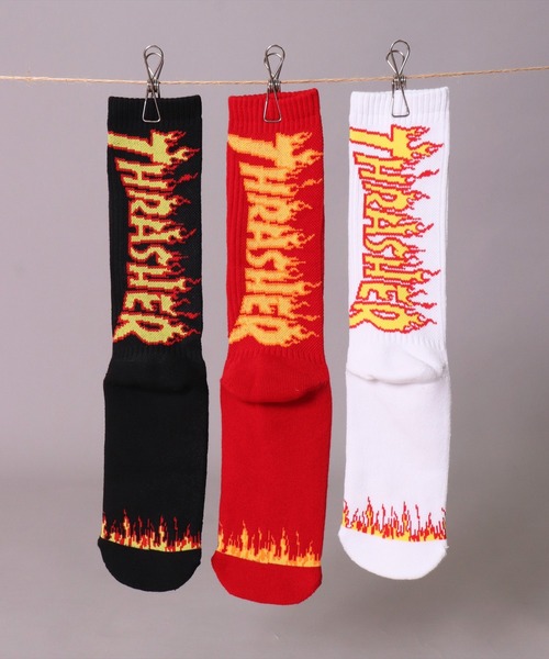 【THRASHER】FLAME LOGO CREW SOCKS 3点セット 靴下 セール】【THRASHER】スラッシャー FLAME LOGO PILE 3PACK SOCKS
