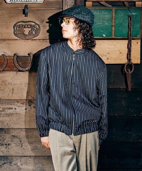 glamb シャツ Stripe Blouson Shirt / ストライプブルゾンシャツ