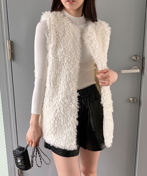 GLAMOROUS JANE ベスト ジレ プードルファーロングベスト