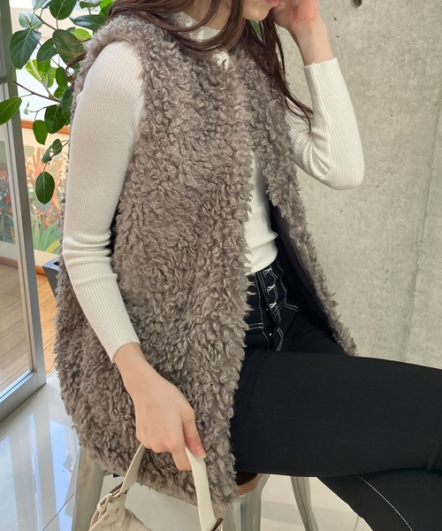 GLAMOROUS JANE ベスト ジレ プードルファーロングベスト