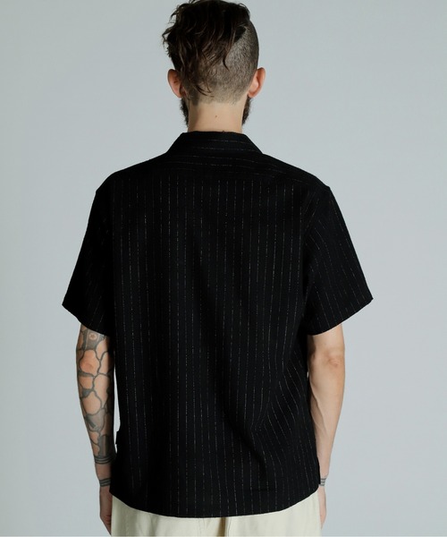神配色 黒×紫 Schott BOX型ストライプシャツ ショット OMBRE LS SHIRT/オンブレ LSシャツ | Schott（ショット