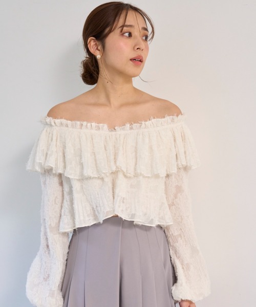 SNIDEL ジャガードプリーツクロップドブラウス ジャガードプリーツクロップドブラウス（シャツ/ブラウス