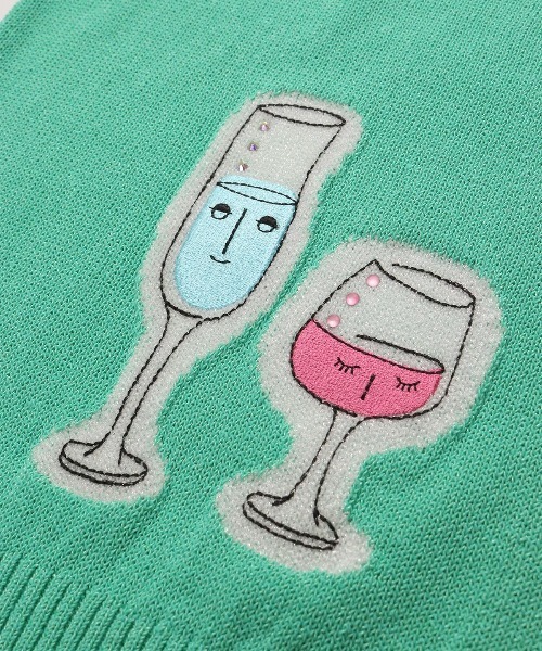 STUDIO PICONE カーディガン イラスト刺繍カーディガン