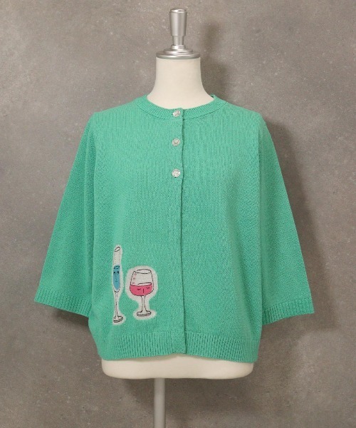 【 セール 30％OFF 】 イラスト刺繍カーディガン 売れ筋商品|||スタジオピッコーネ レディース イラスト刺繍カーディガン|スタジオピッコーネ - ゴルフウェアや