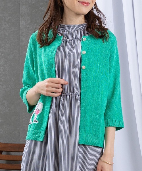 【 セール 30％OFF 】 イラスト刺繍カーディガン 売れ筋商品|||スタジオピッコーネ レディース セール】イラスト刺繍カーディガン（カーディガン/ボレロ