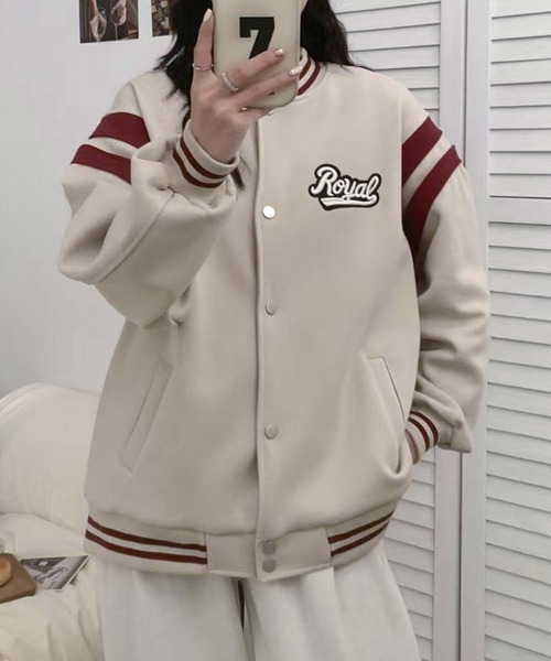 aimoha（アイモハ） スタジャン ロゴ刺繍デザインスタジャン