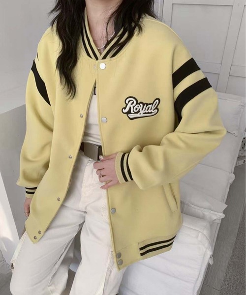 aimoha（アイモハ） スタジャン ロゴ刺繍デザインスタジャン